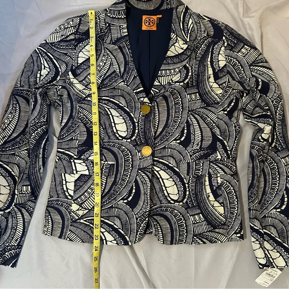 NWT Tory Burch navy and white print blazer size 12